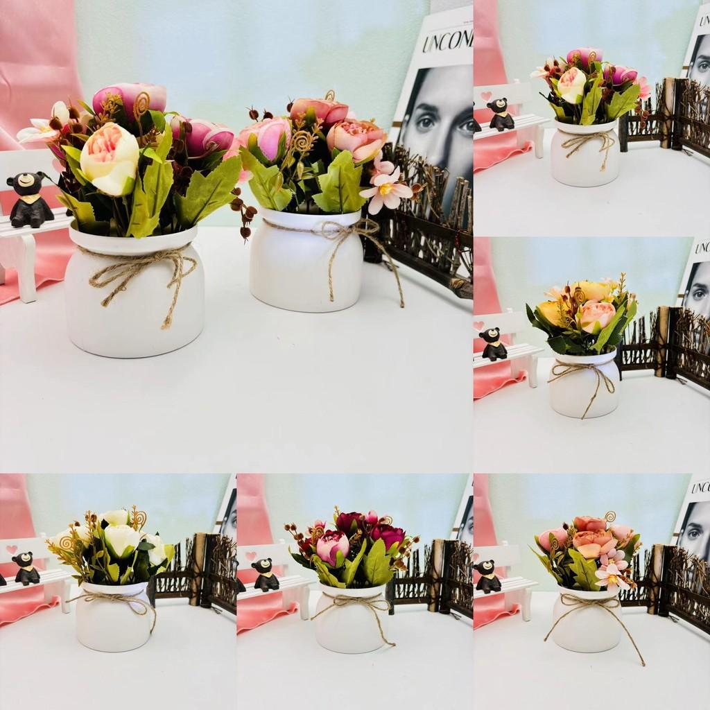 Camellia Flower Artificial Potted Plant For Home Decor And Wedding Arrangements