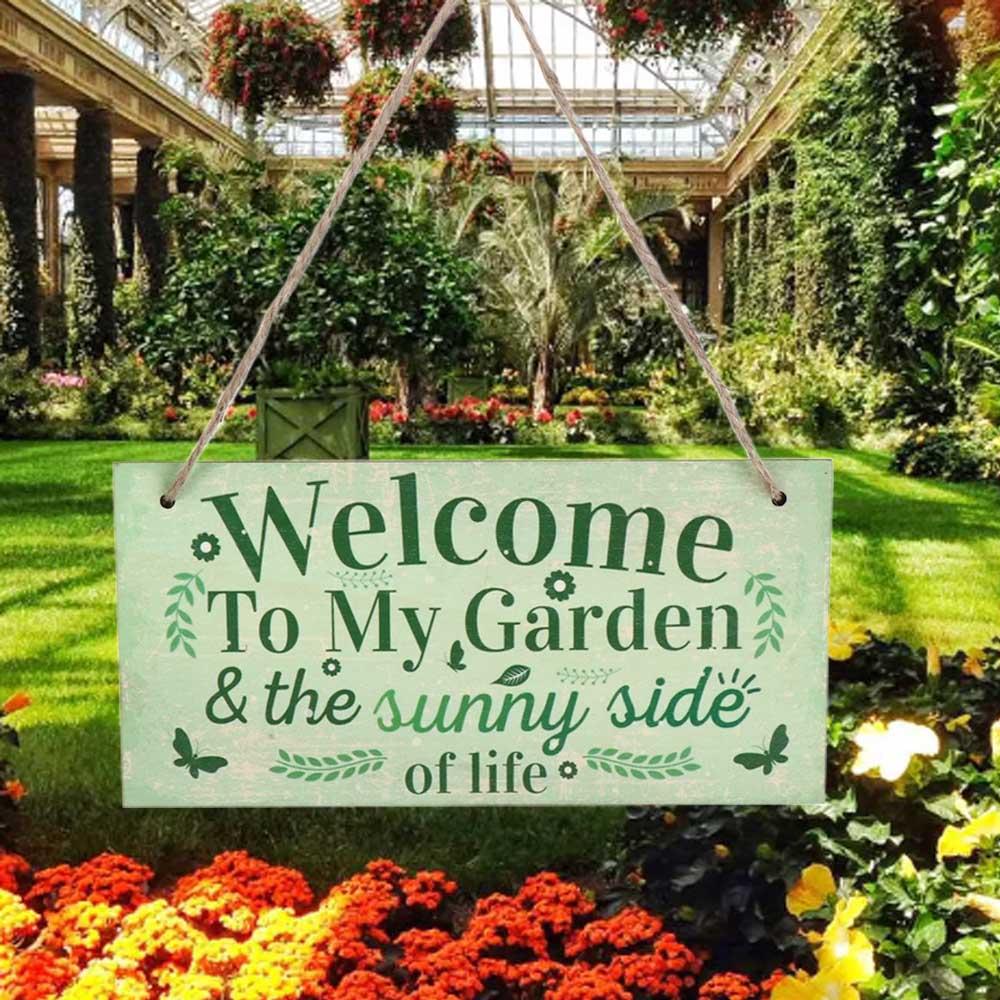 Letter Printed Garden Wooden Sign Handmade Door Hanging Decor Welcome To My Garden Sign Party