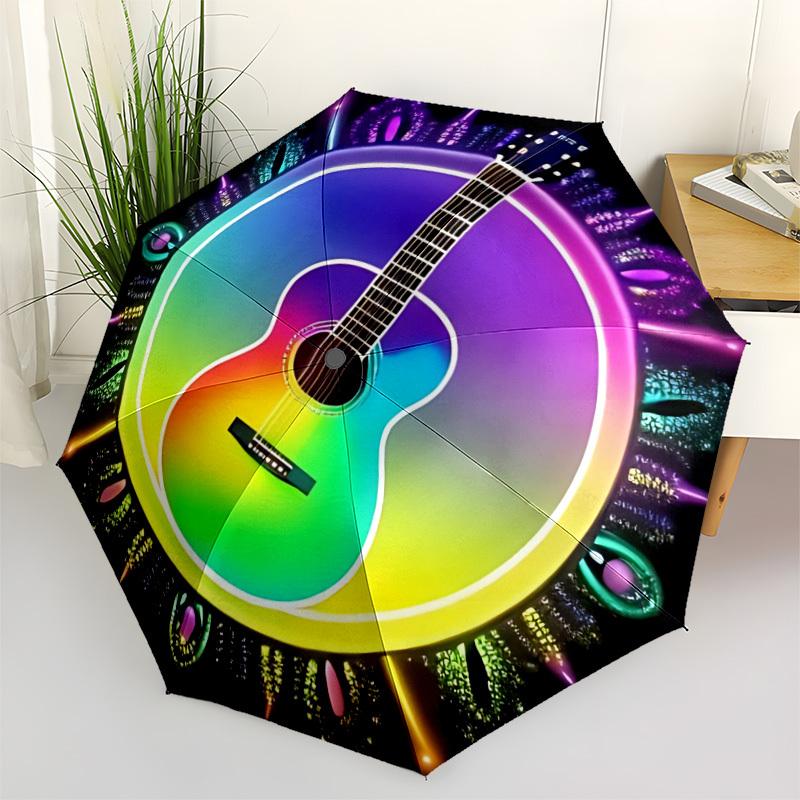 

1pc Guitar Rainbow Umbrella Portable Folding Umbrella Durable Iron Frame, Suitable for All Seasons Home Travel Outdoor yy260319061