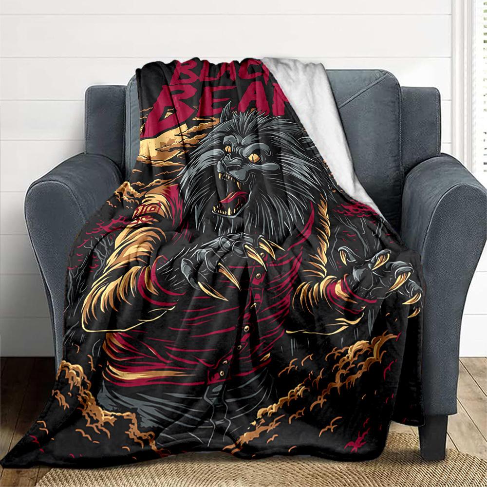 1pc Black Bear Costume Blanket - Lightweight Flannel Fleece with Digital Printing, Soft Warm for Sofa, Travel, Camping, Office yy251018277