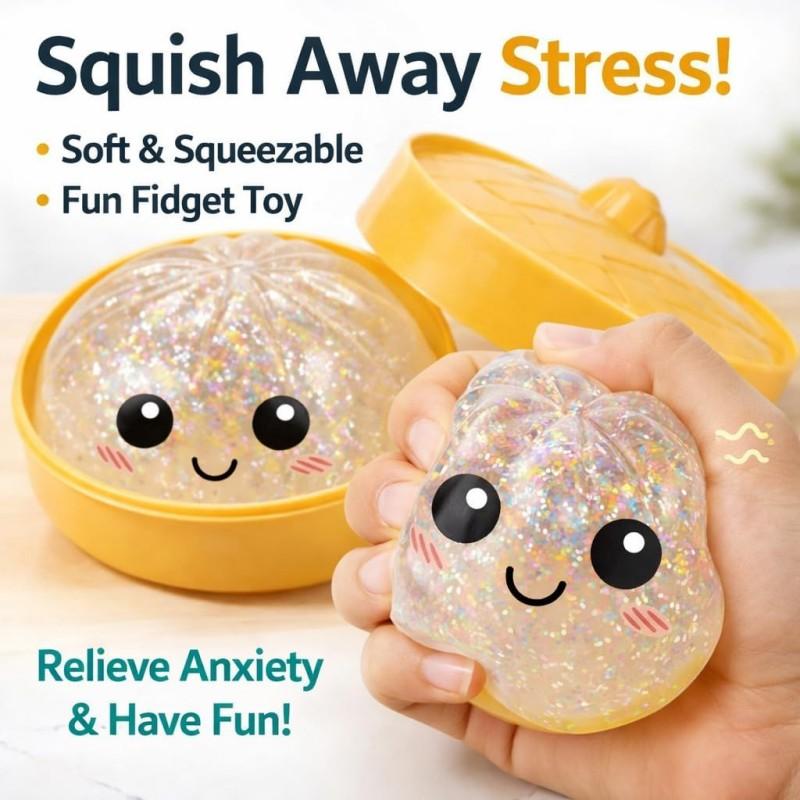 Rainbow Color Steamed Bun Squishy Toy Cute & Adorable Design Stress Relief Soft Rebound Portable Simulation Bun Toy Decorations