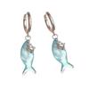 Stylish Blue Fish Pendant Earrings Waterproof Ear Accessories Everyday Wear Dangle Earrings Fashion Jewelry for Women