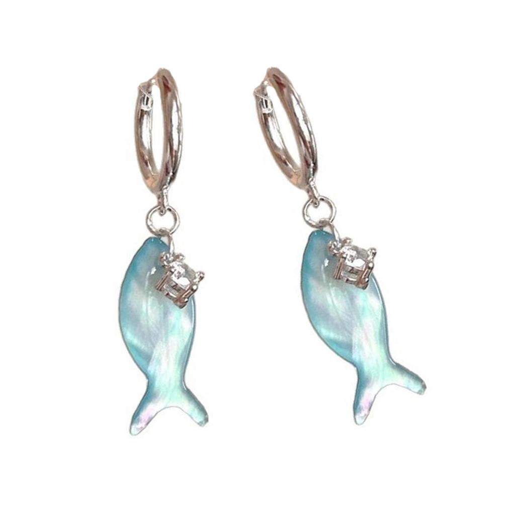 Stylish Blue Fish Pendant Earrings Waterproof Ear Accessories Everyday Wear Dangle Earrings Fashion Jewelry for Women