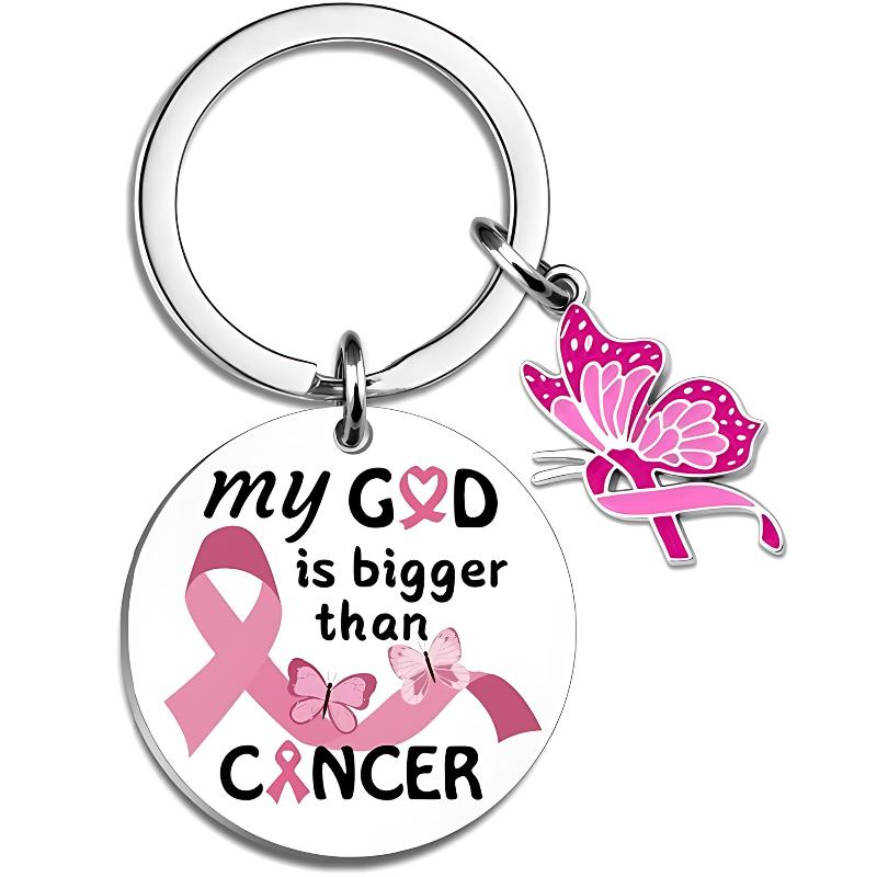 Pink Ribbon Charm Keyrings Breast Cancer Awareness Hope Keychain Accessory Cancer Foundation Gifts
