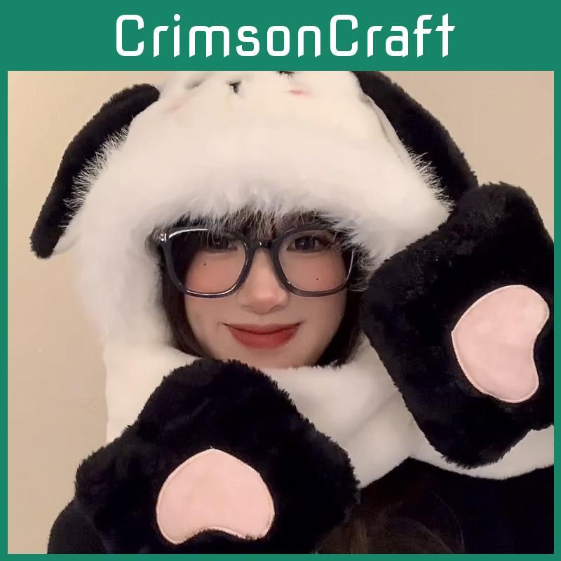 Ear Puppy Charming Winter Hat Scarf And Gloves Set For Women Comfortable Versatile And