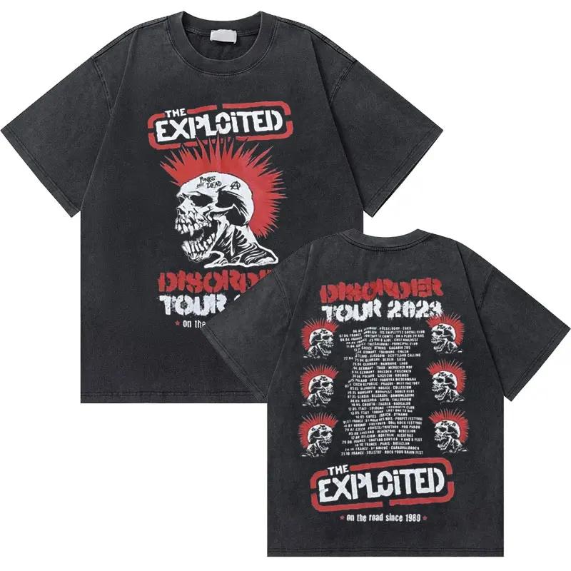 

Washed Vintage Rock Band The Exploited Disorder Tour Tshirt Unisex Hip Hop Gothic T Shirt Unisexs Punk Oversized Tee Streetwear 2XL