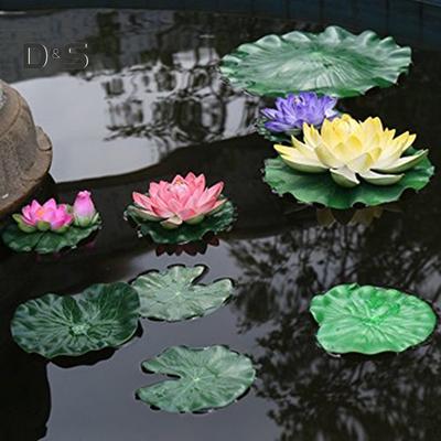 Blühender Blumenstrauß, künstliche schwimmende Lotusblätter, künstliche Laubpflanze, Gartenteich, Pool-Dekoration