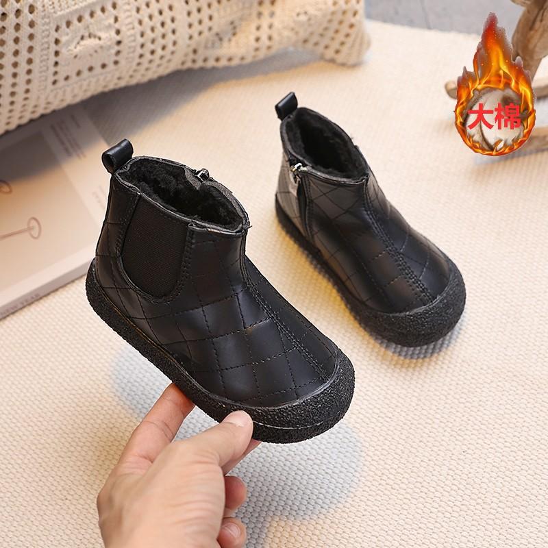 Kids Lined Quilted Chelsea Ankle Boots With Side Zipper 21 чёрный