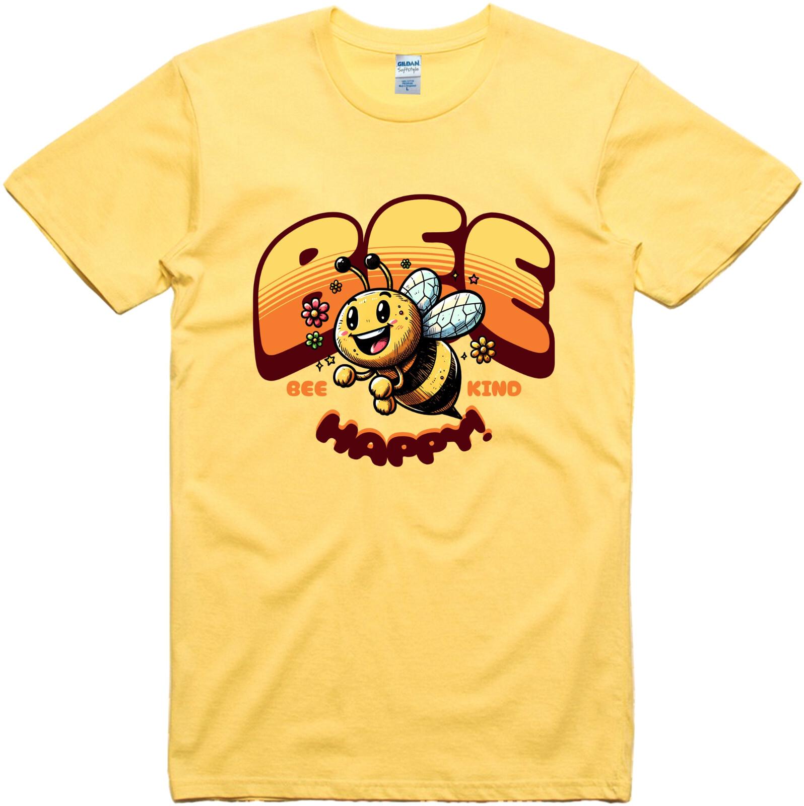 Funny T Shirt Bee Happy Bee Kind Nature Design Cute Novelty Printed Tee S разноцветный