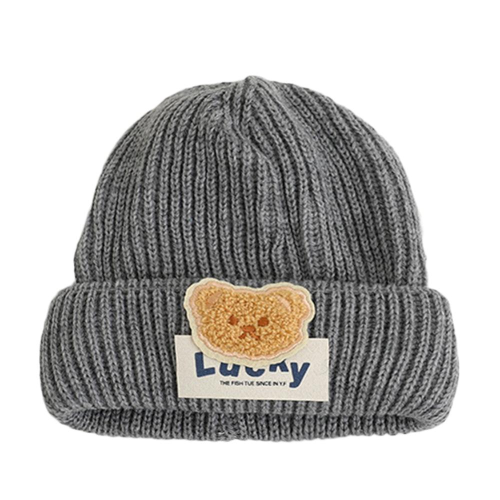 

7 Months-4 Year Soft Baby Knitted Hat Solid Color Beanie Hats Windproof Winter Hat Newborn Toddler сірий