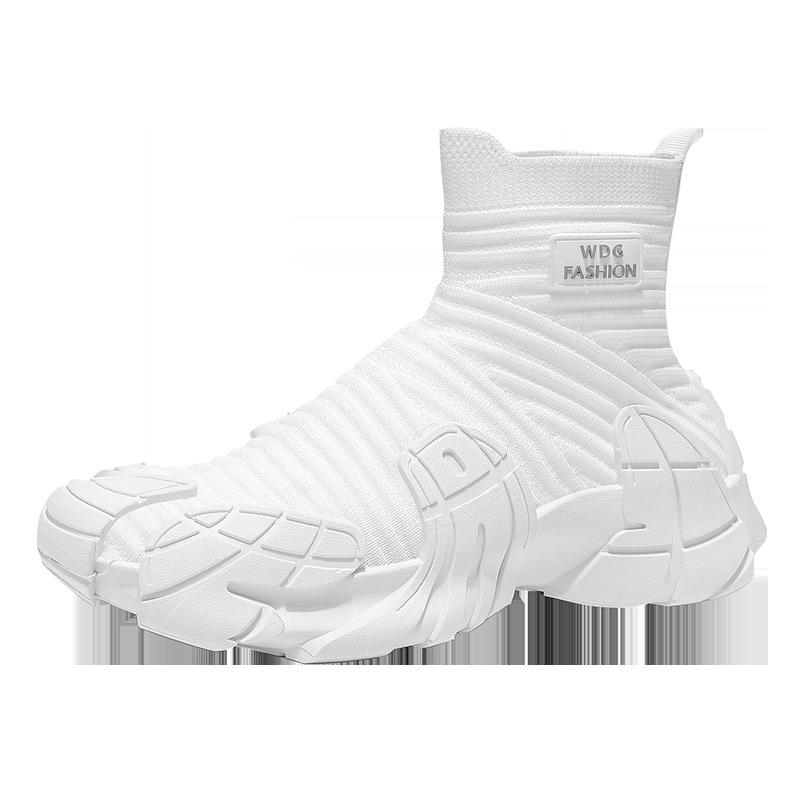 Scarpe autunnali traspiranti in rete tessuta a maglia volante casual sportive taglia grande sottili deodoranti calzini neri scarpe in rete