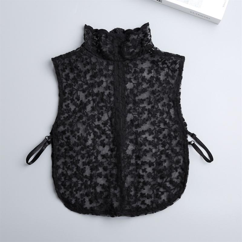 

Элегантный воротник-стойка с рюшами для женщин, девушек, съемная половина рубашки, блузка, ложный воротник, цветочный, с ажурным узором, декоративные воротники