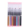 10-Piece Nail Art Gel Polish Pen & Brush Set: Round/Flat Heads for Liner, Flowers, Painting & Blending Brushes