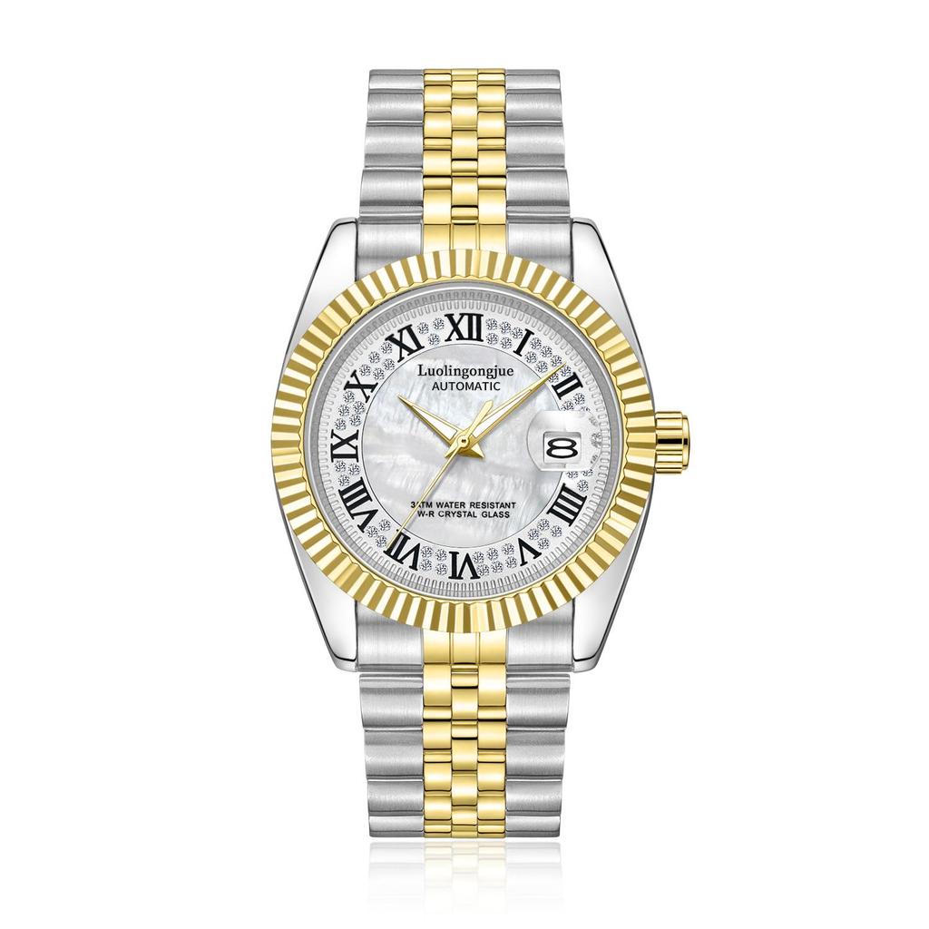 Meteorite Dial Duke of Lorraine 1988 Men's Automatic Mechanical Watch with Skeleton Calendar, Stainless Steel.