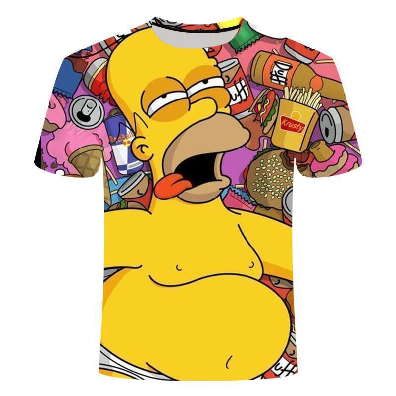 

Summer Children s Classic THE SIMPSONS Cartoon Digital Stripe Available Multiple Choice Printed Loose Casual T-shirt 6XL