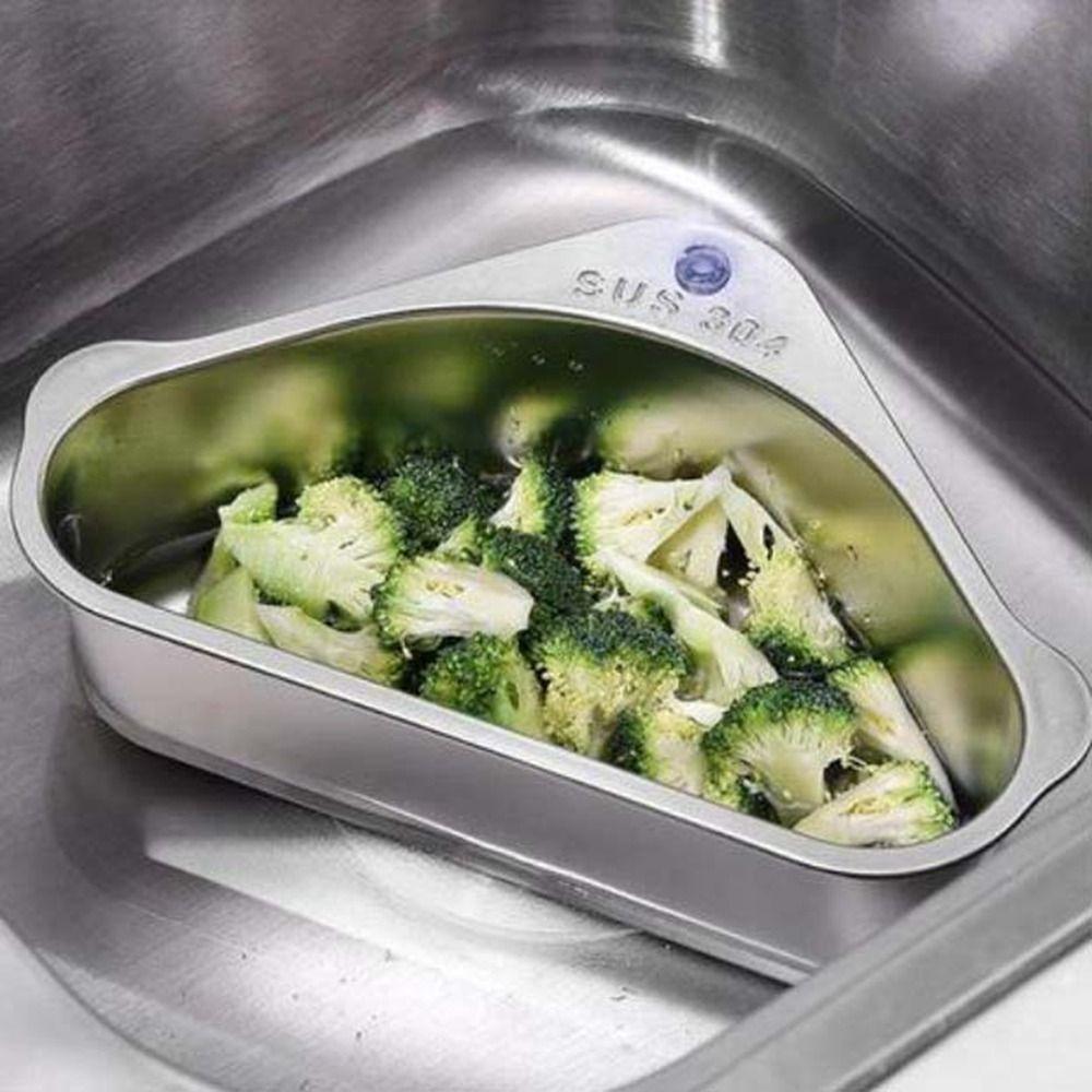 Rust-Resistant Sink Drain Basket Stainless Steel Triangular Drain Shelf  for Home