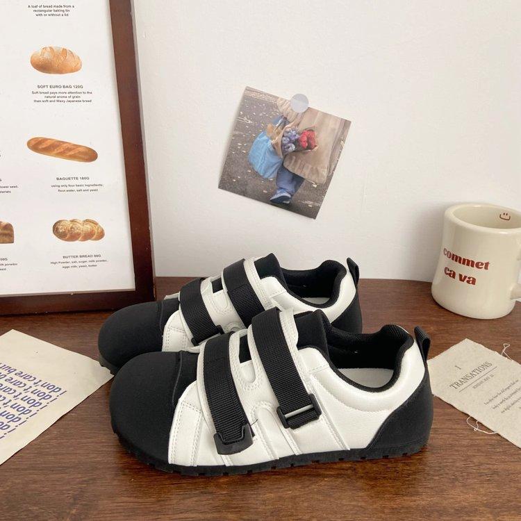 Ugly Cute Velcro Board Shoes Women's Moral Training Autumn Explosion Niche Ballet Puffs Sports Leather White Shoes