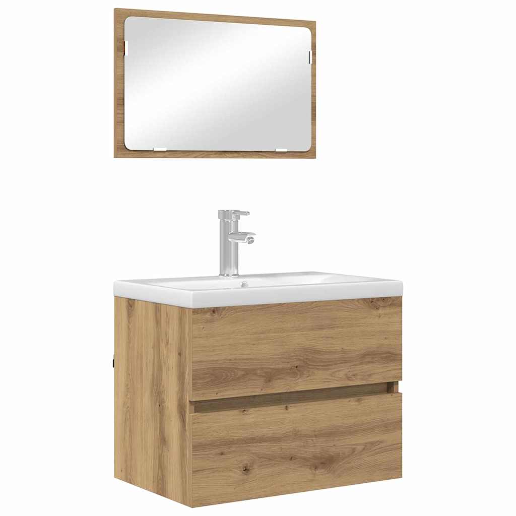 Bathroom Furniture Set 2 Pcs Artisan Oak Plywood and Metal
