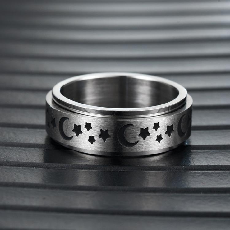 Star Moon Spinning Rings Women Men Fidget Spinner Ring Relief Stress Worry Rings