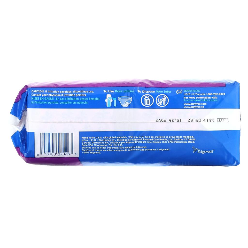 Stayfree, classic, super long pads, fragrance-free, 22 packs