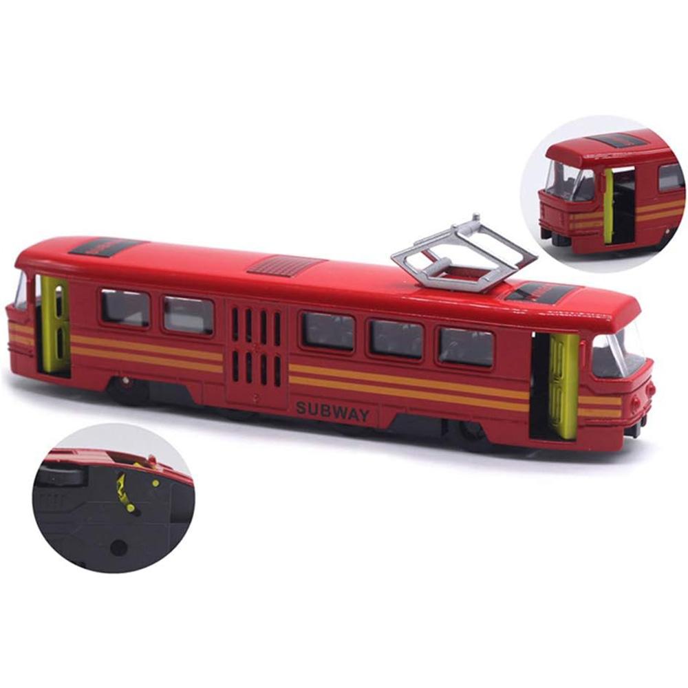 1/90 City Bus Train Tram Diecast Pull Back Model W/LED Music Developmental Car Toy