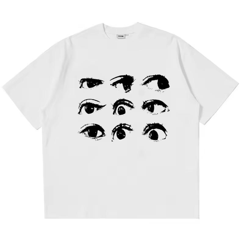 

Mens TShirt Cotton Eyes Graphic Oversized High Quality Summer Korean Fashion Short Sleeve Tees Tops Y2k Streetwear Clothing 4XL