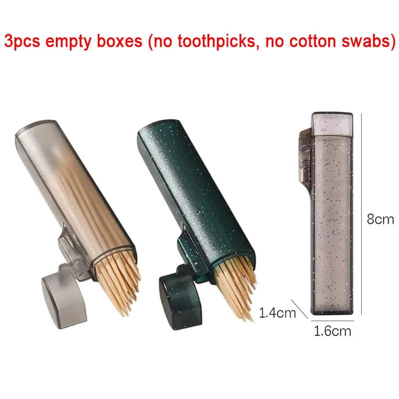 3Pcs Portable Toothpick Holder Transparent Plastic Toothpick Box Cotton Swab Holder Small Object Storage Case Outdoor Travel