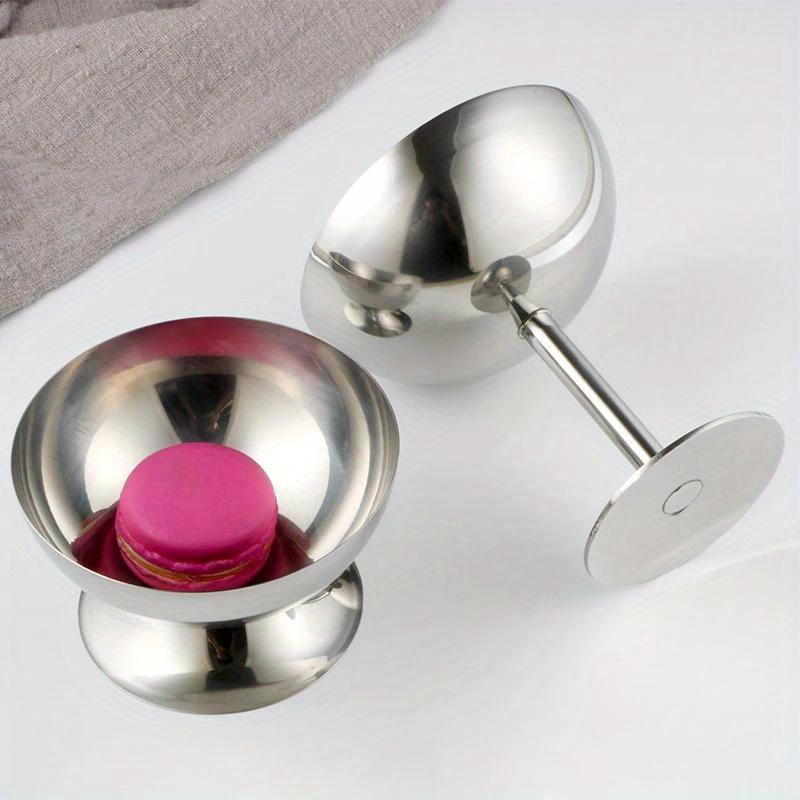Creative Stainless Steel Ice Cream Cup Container Kitchen Bar Wine Glass Metal Salad Bowl Dessert Fruit Plate Party Supplies