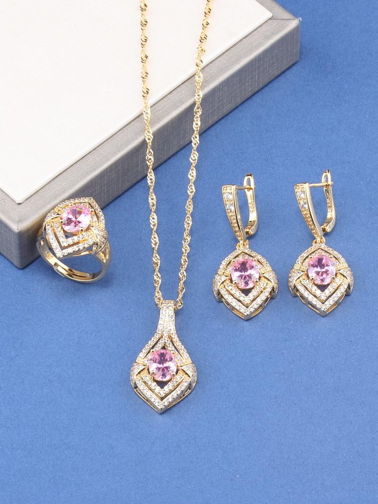 Verkauf Italien Brasilien Schmuck Accessoires Vergoldet Braut Hochzeit Sets Halskette und Ohrringe Ring für Frauen Geschenk resizable gray