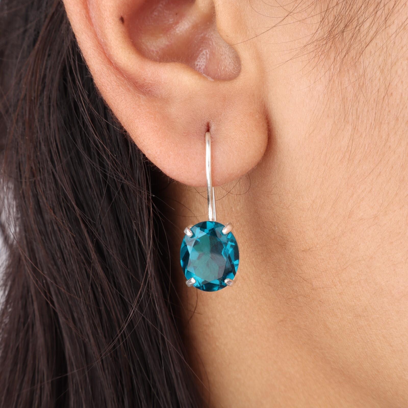 

Женские серьги с апатитом из серебра 925 пробы, ручная работа, 1,05 , подарок EE-173-1