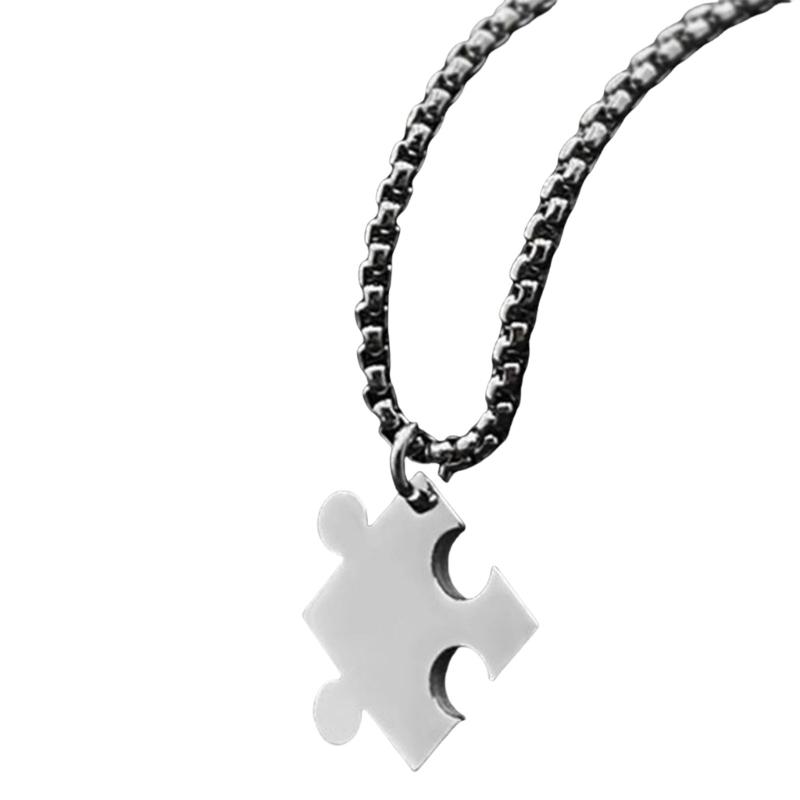 Парные кулоны-пазлы в форме сердца Парные ожерелья-пазлы в форме сердца Тонкая цепочка на шею для любителей моды