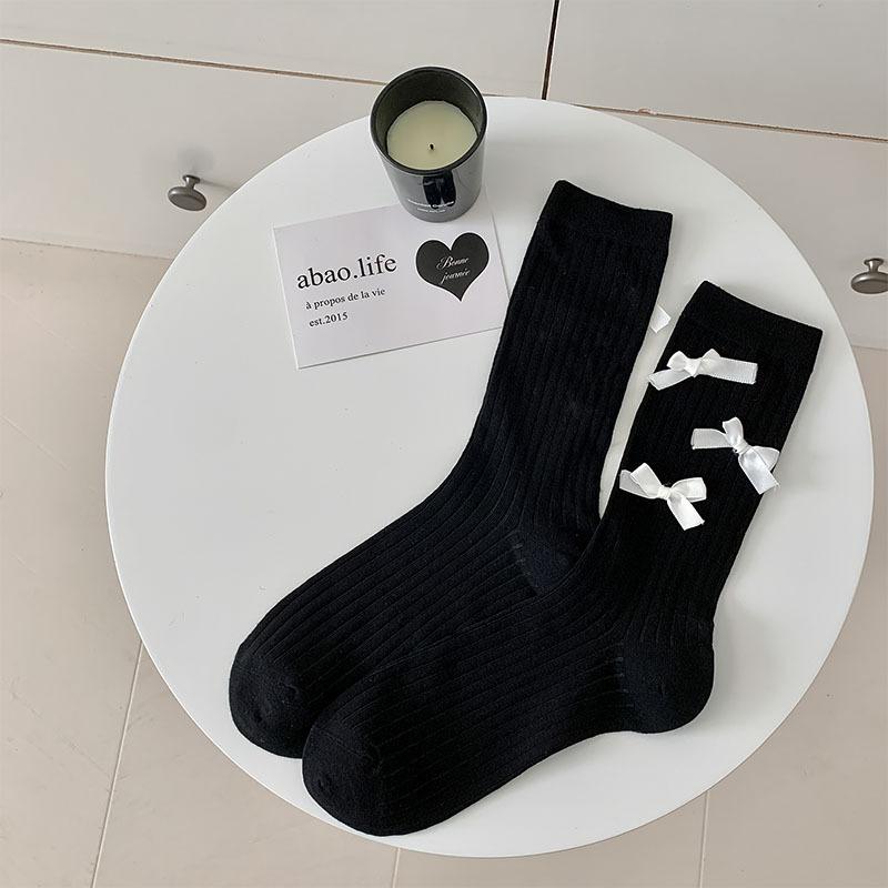 Girl's JK Socks Japanese School Style Bow Balletcore Stacked Thigh High Sock Spring Fall Calf Sock Trendy Instagram Fashion