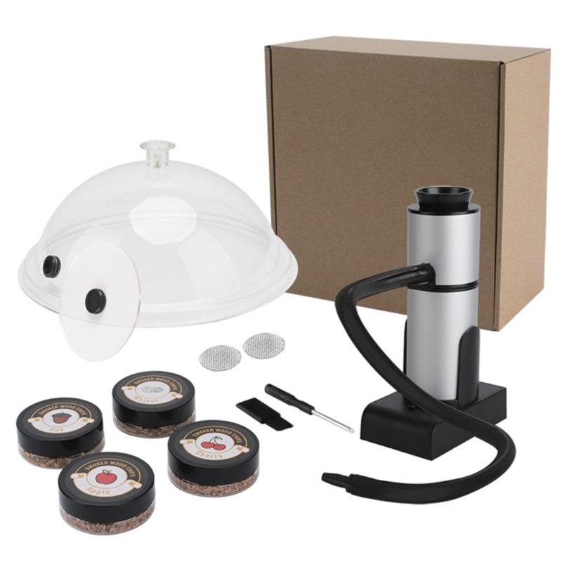 Коктейльный смокер с купольной крышкой и щепой. Портативная машина для копчения продуктов. Для помещений и улицы. Инфузер для дыма. Прост в использовании. 1