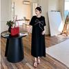 2026 Korean High-end Printed T-shirt Skirt Women's Summer Plus Long Over-knee Loose and Thin Lazy Dress Long Dress