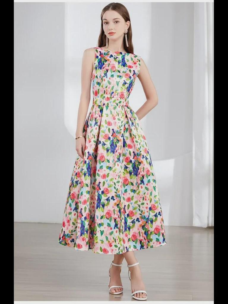 2024 Sleeveless High-Waist A-Line Skirt with Three-Dimensional Tailoring