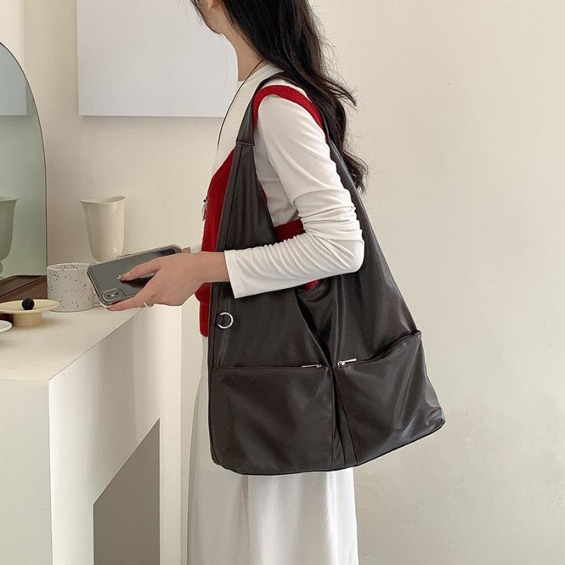 New Shoulder Bag, Soft Leather Minimalist Wind Tote Bag for College Students In Class, Large-capacity Commuter Bag for Women