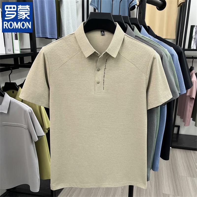 

ROMON Men s 2026 Summer Breathable Solid Polo Shirt XL