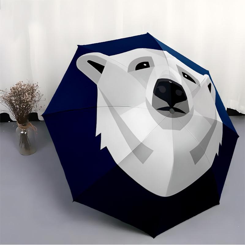 1pc Polar Bear Fashionable Automatic Opening/Closing Folding Umbrella with 8 Bones, Windproof Portable, Daily Use018