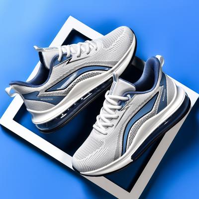 New Spring Sports Casual Shoes, Men's Shoes, Full Palm Air Cushion Running Shoes, Flying Woven Breathable Student Sports Shoes