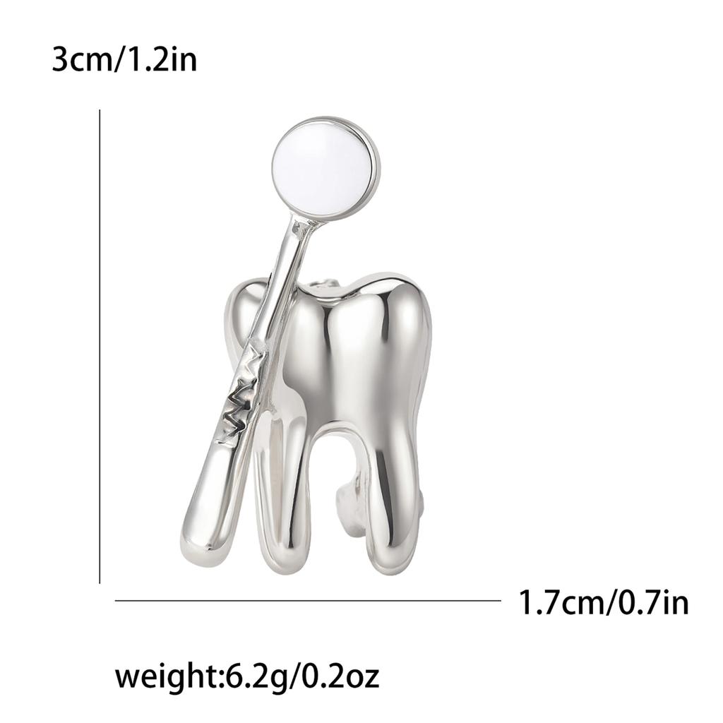 Enamel Teeth Pin for Women Unisex Rhinestone Cartoon Tooth Brooch Event Party Backpack Decoration Clothes Accessories