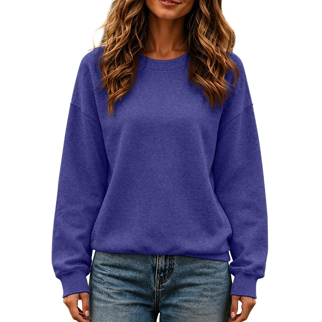 Felpa con scollo a girocollo a maniche lunghe casual da donna