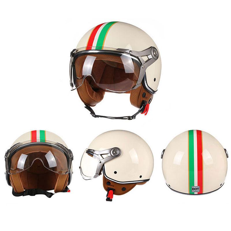 Retro Open Face 3/4 Motorcycle Motorbike Helmets Vintage Chopper Capacete De Moto Bike Cascos Scooter With For Men Women DOT