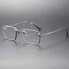 Brand Reproduction Special Trendy Inverted Frame Design Pure Titanium Half-Rim Square Glasses Business Ultralight Big Half Frame