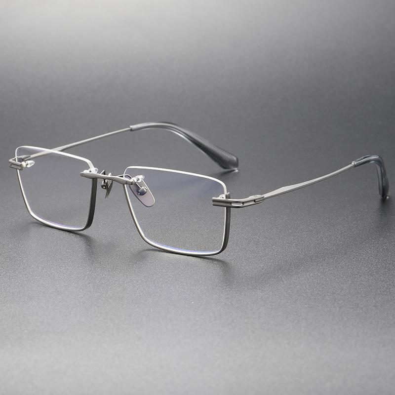 Brand Reproduction Special Trendy Inverted Frame Design Pure Titanium Half-Rim Square Glasses Business Ultralight Big Half Frame