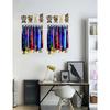 Trophy Medal Holder Display 16.9" Long Wooden Trophy Shelf Rack Medal & Trophy Holder 15 Hooks Hanger with Shelf Medal Holder with Wooden Trophy