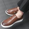 Autumn Leather Loafers Office Shoes For Men Driving Business Comfortable Slip On Shoes Men Italy Men Double Buckle Casual Shoes