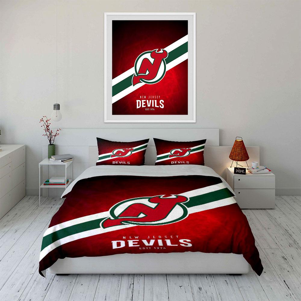 New Jersey Devils Bedding Set Bedding Duvet Cover Set Duvet Cover Pillowcases (1 * Duvet Cover 2 * Pillowcases, without duvet insert)