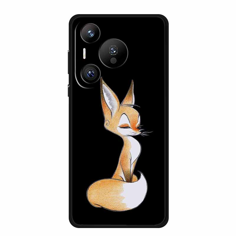 Black Silicone Case For Huawei Pura 70 Pro Case Cartoon Cat Soft Back Cover For Honor 400 Pro 5G Phone Case 400Pro Coque Funda