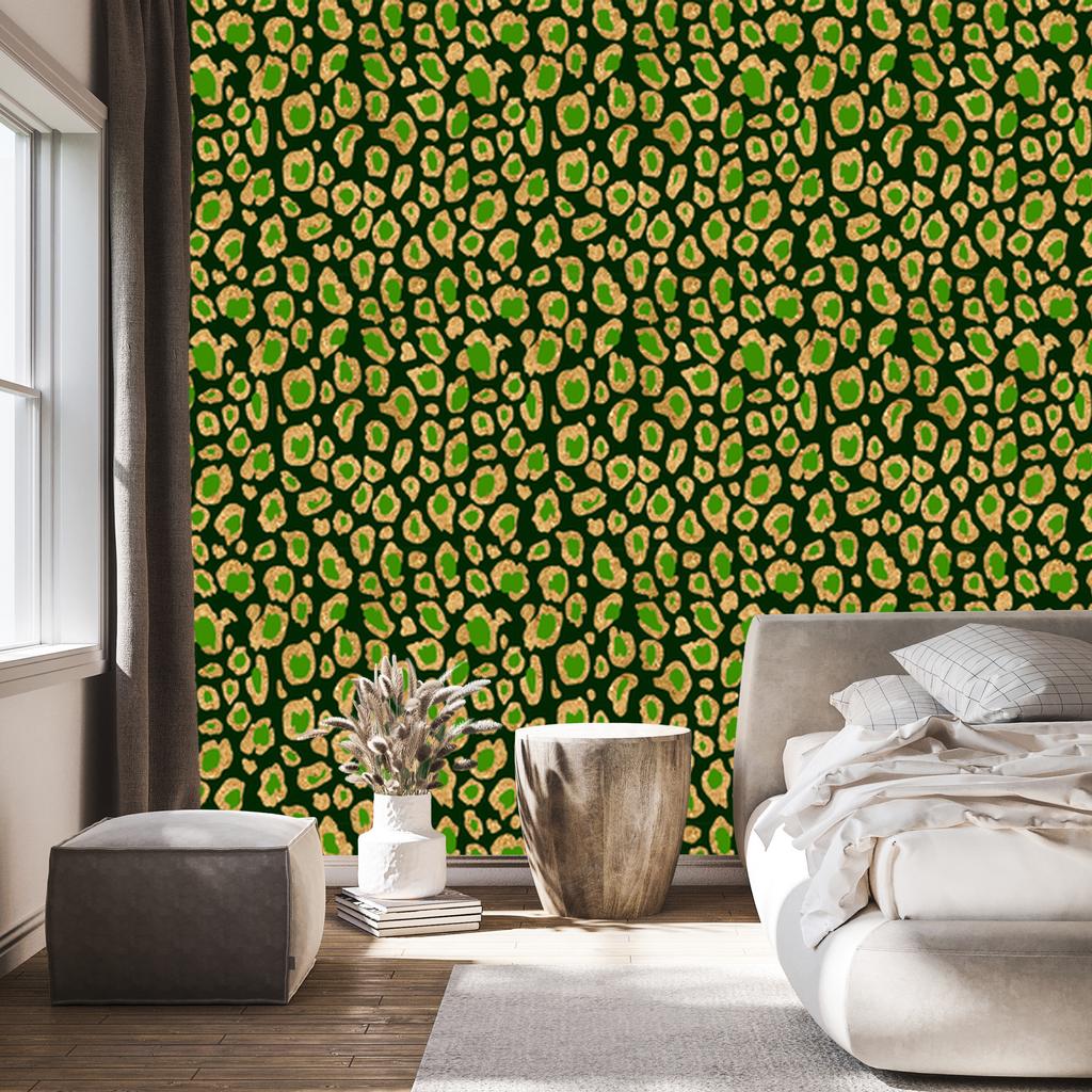Green Leather Yellow and Bottle Green Wallpaper for Living Room and Bedroom 50x1000