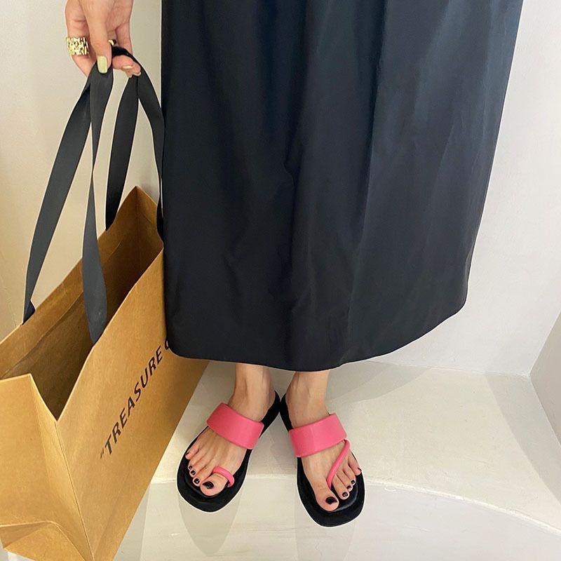 Summer Design Cover Toe Thick Bottom Heightening Muffin Slippers 2025 Summer Toe Square Head Cool Slippers Women's Outer Wear